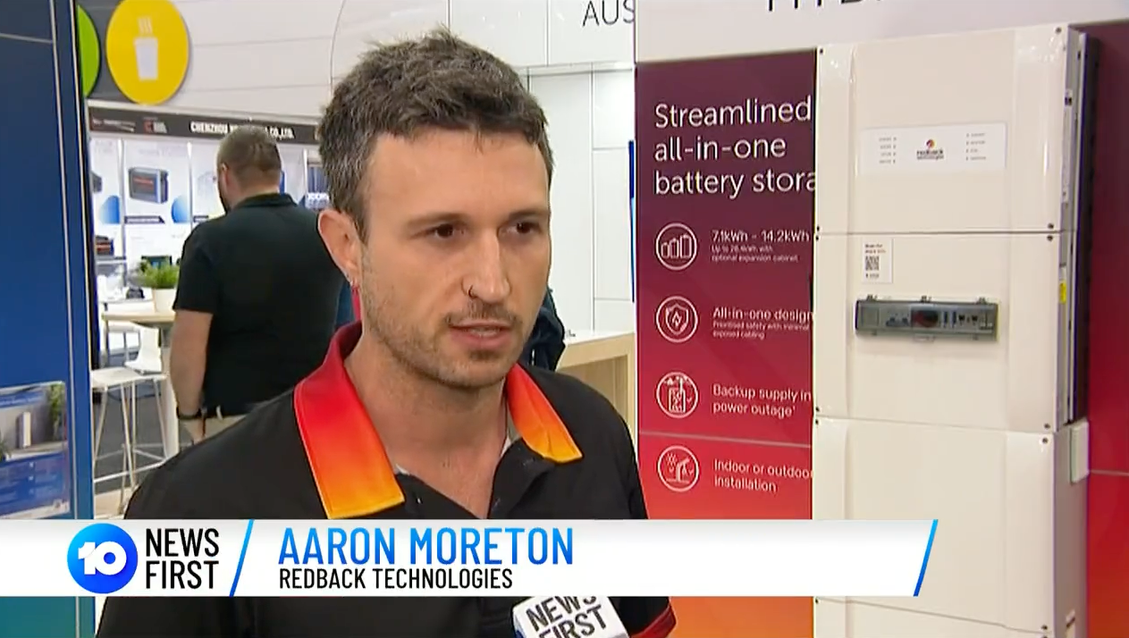 Redback team member being interviewed on Channel 10 News at the All Energy Conference
